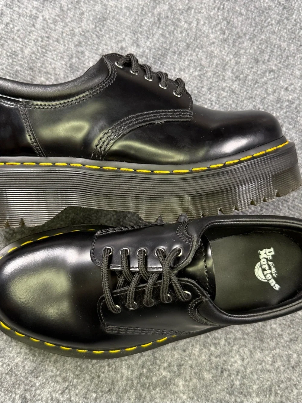 Dr. Martens 8053 Quad Platform Oxford Shoes Black Leather Women's US 8 Men US 7